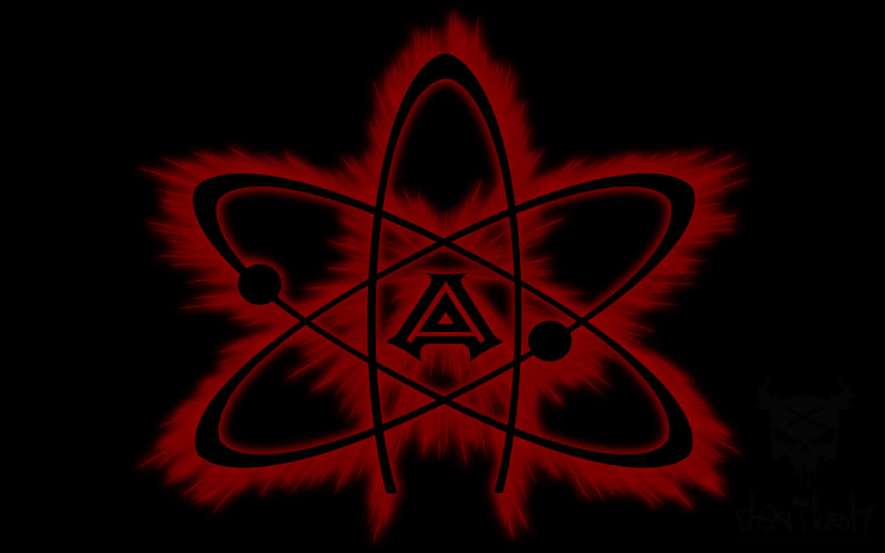 Atomic Symbol - A Symbol With Red Flames Background