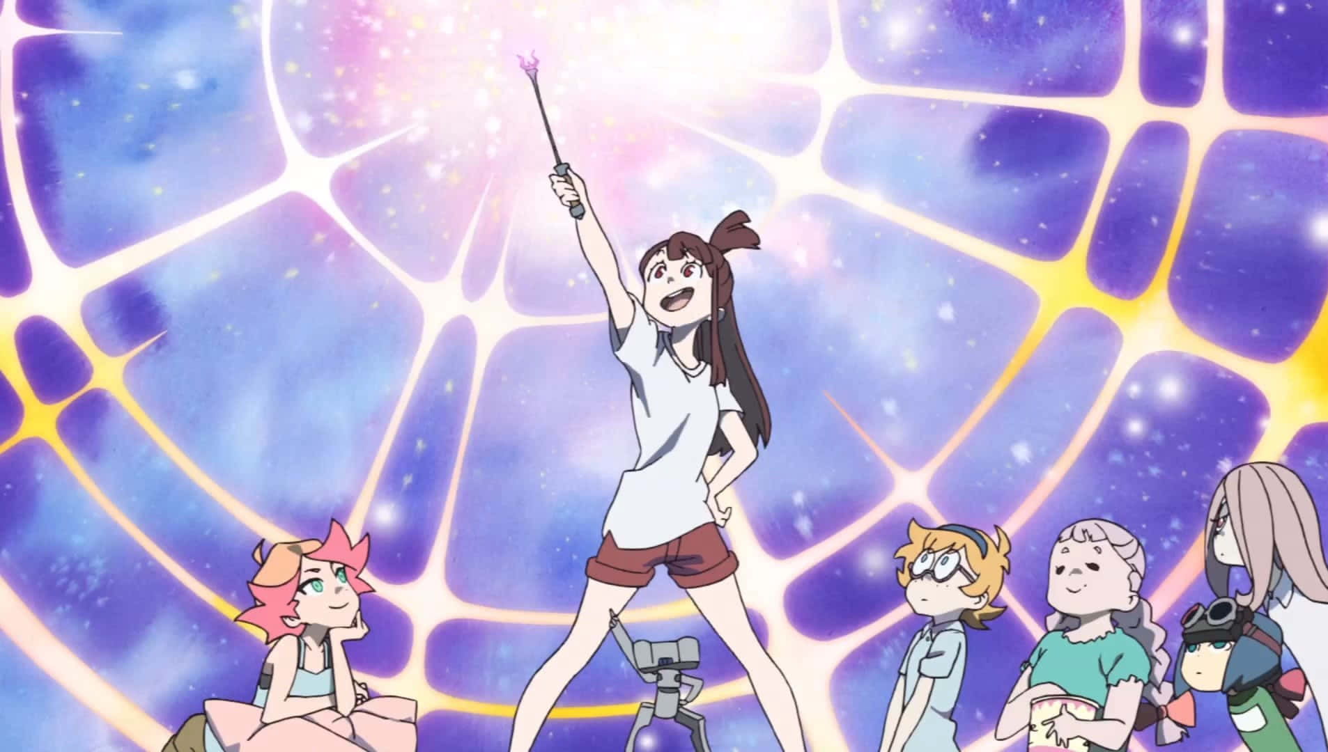 Atsuko Wielding Wand Little Witch Academia Background