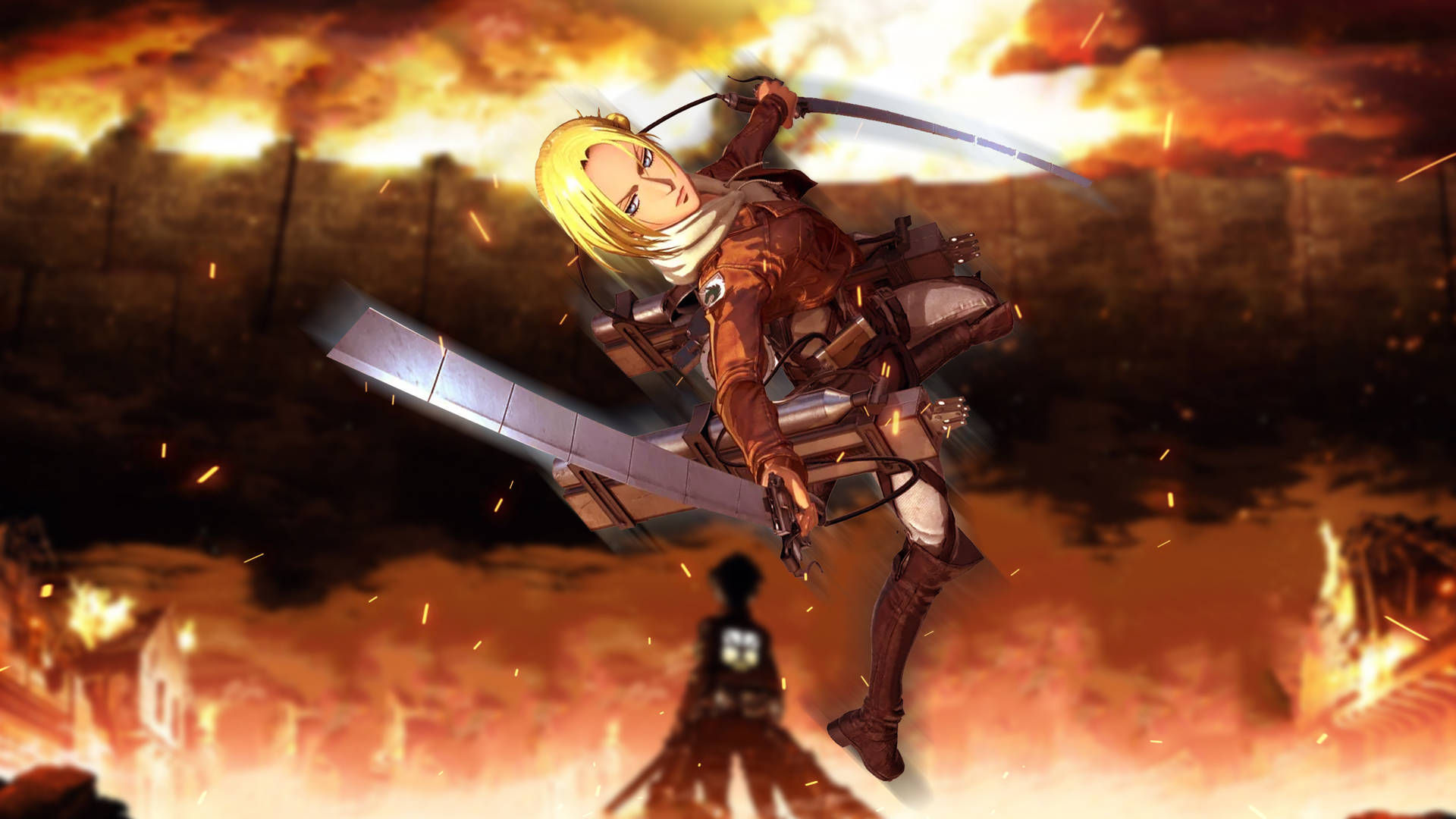 Attack On Titan 4k Fiery Annie Background