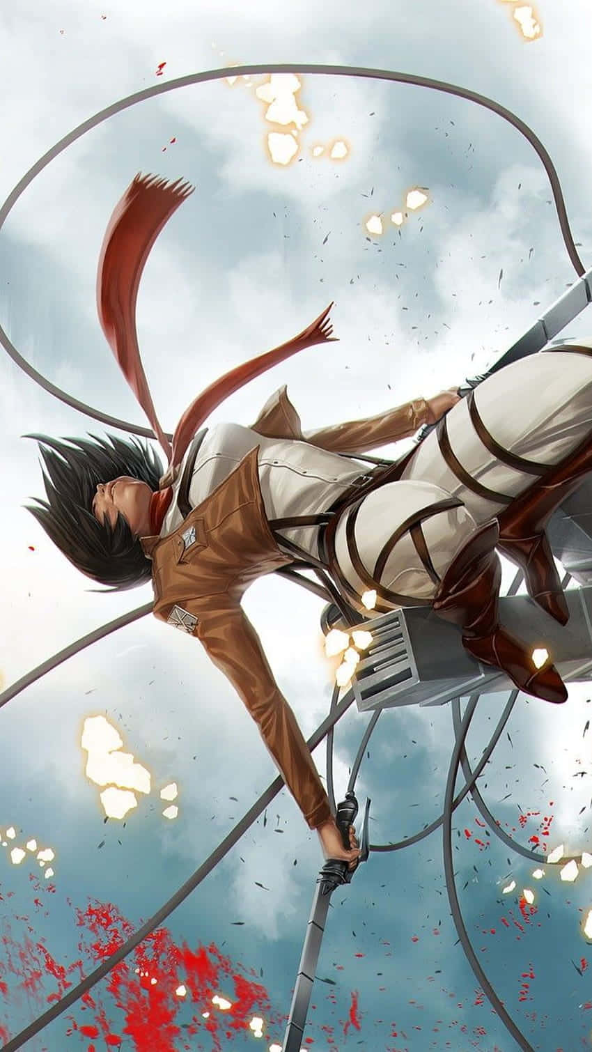Attack On Titan Anime Mikasa Ackerman Falling Background