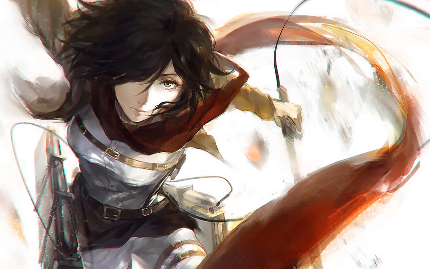Attack On Titan Anime Mikasa Red Scarf Background