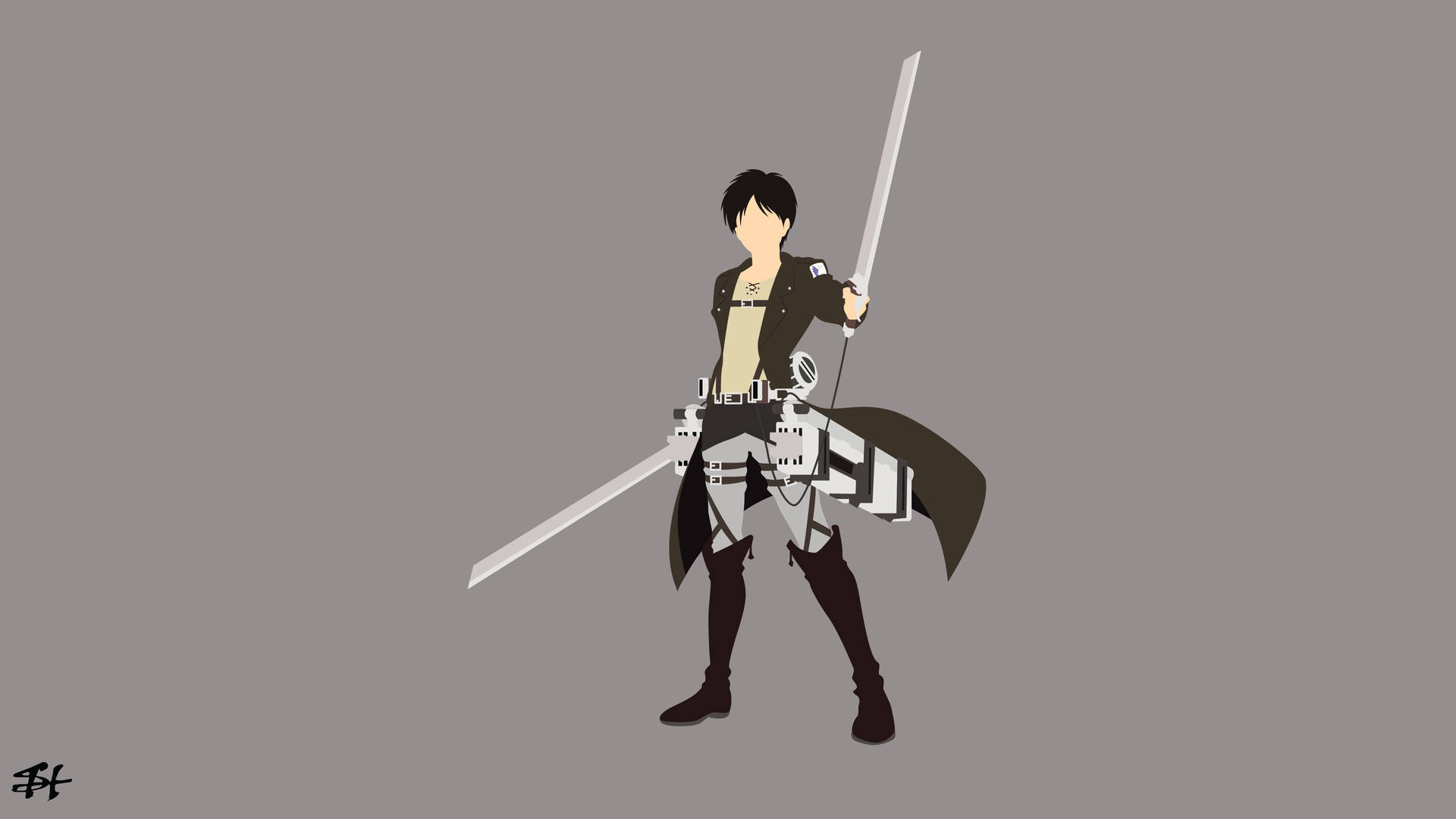 Attack On Titan Characters Eren Minimalistic Background