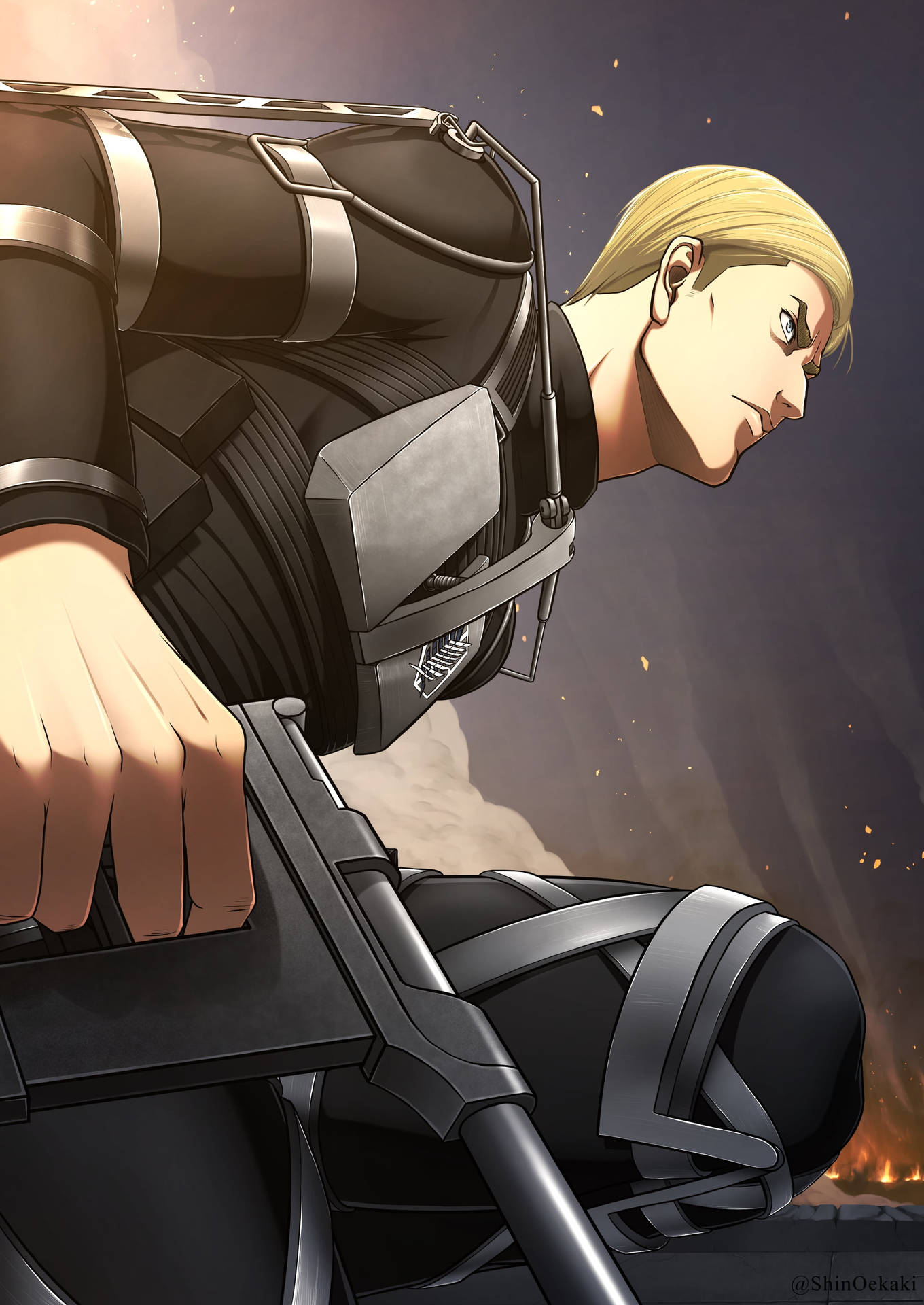 Attack On Titan Characters Erwin Pistol Background