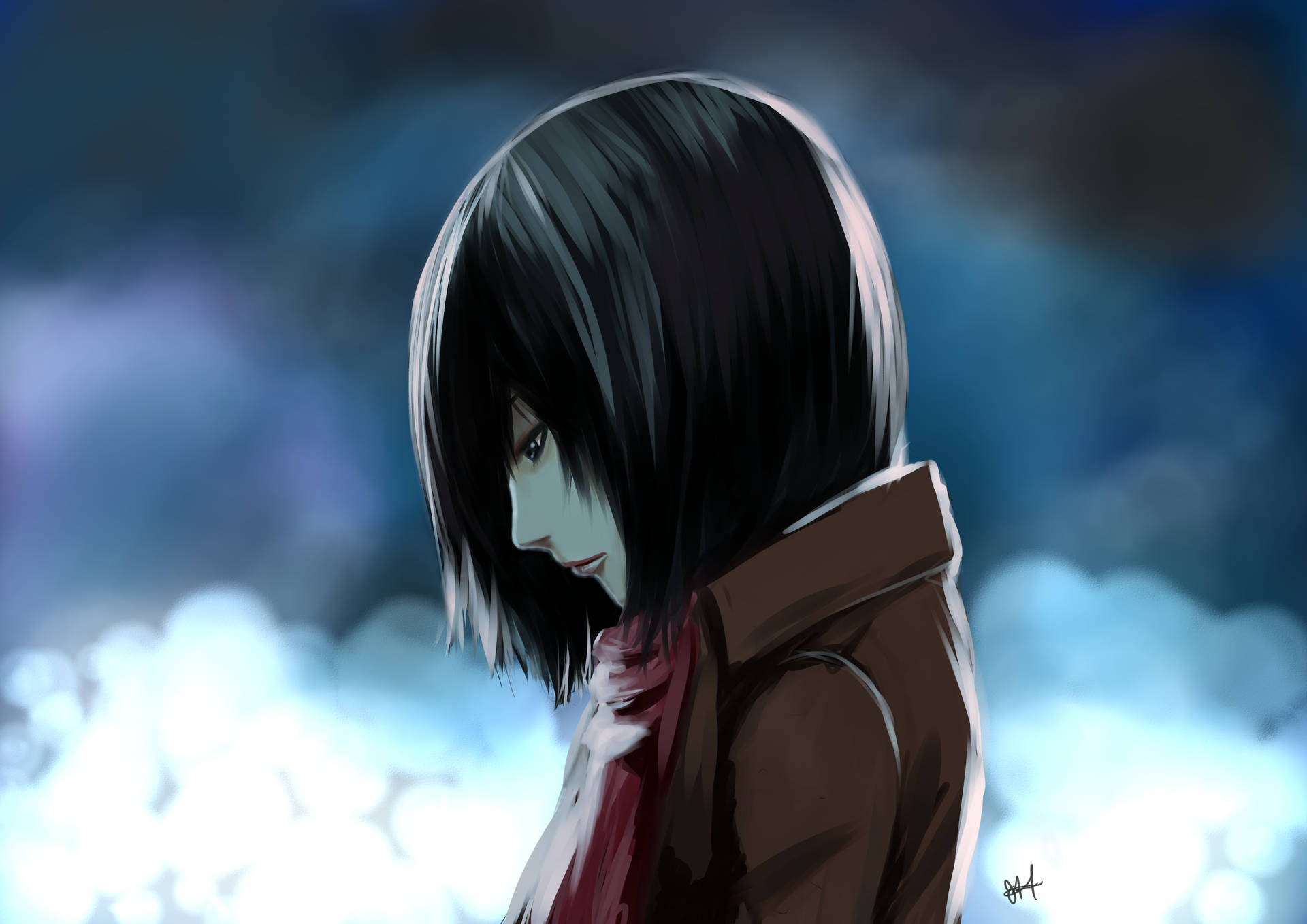 Attack On Titan Characters Mikasa Sad Background