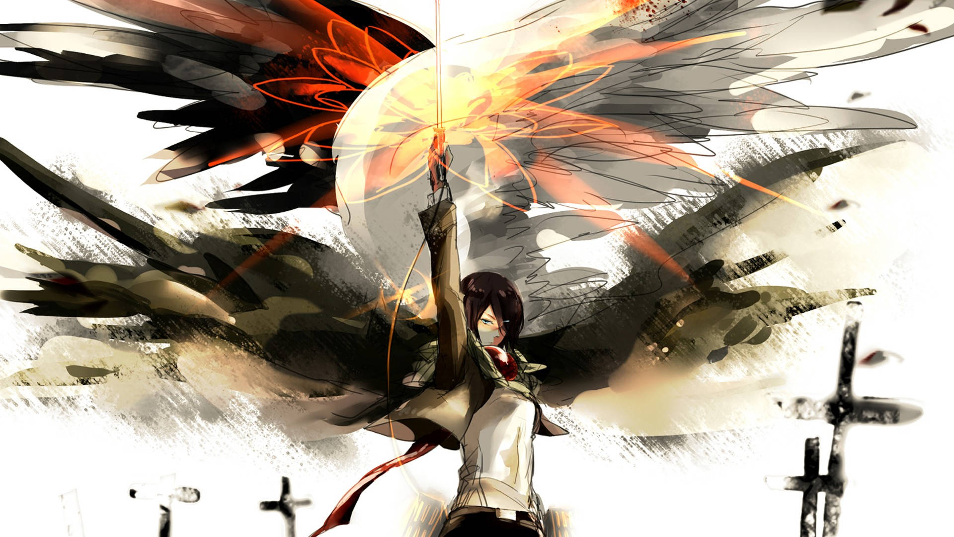Attack On Titan Characters Mikasa Wings Background