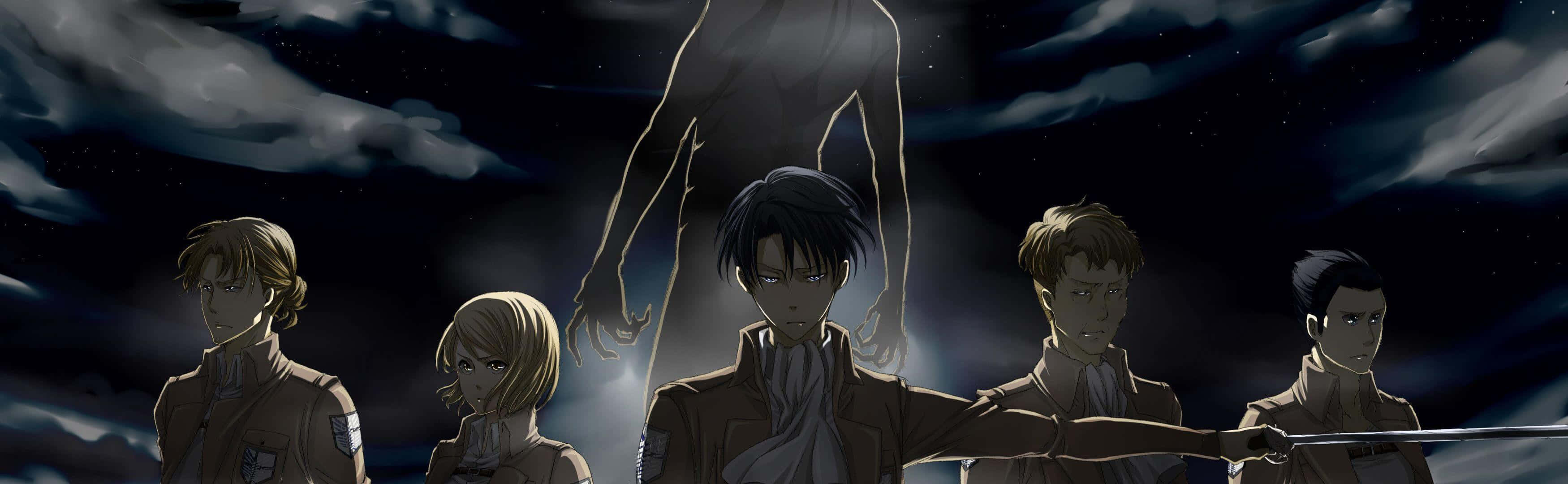 Attack_on_ Titan_ Characters_ Under_ Night_ Sky Background