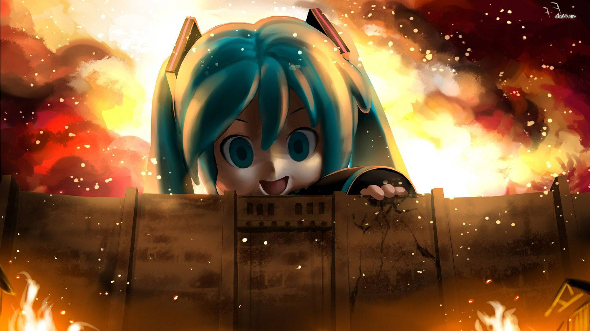 Attack On Titan Cute Miku Hatsune Background
