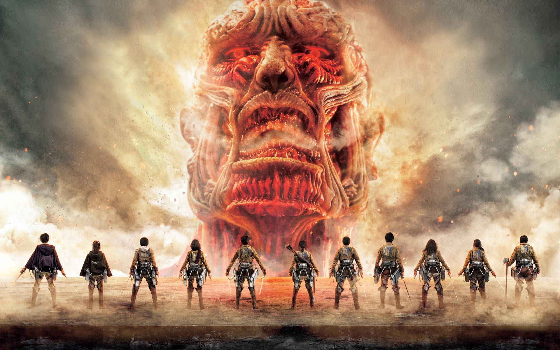 Attack On Titan Season 4 Corps Versus Colossus Background