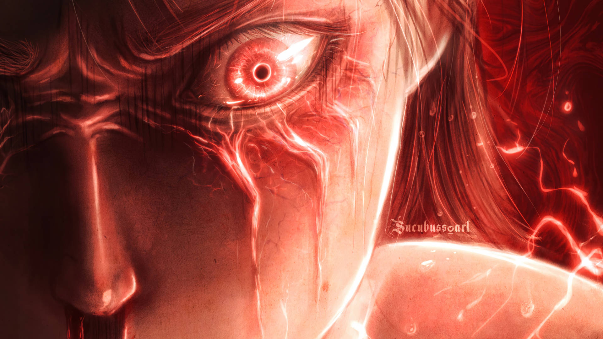 Attack On Titan Titan Eren Furious And Crying Background