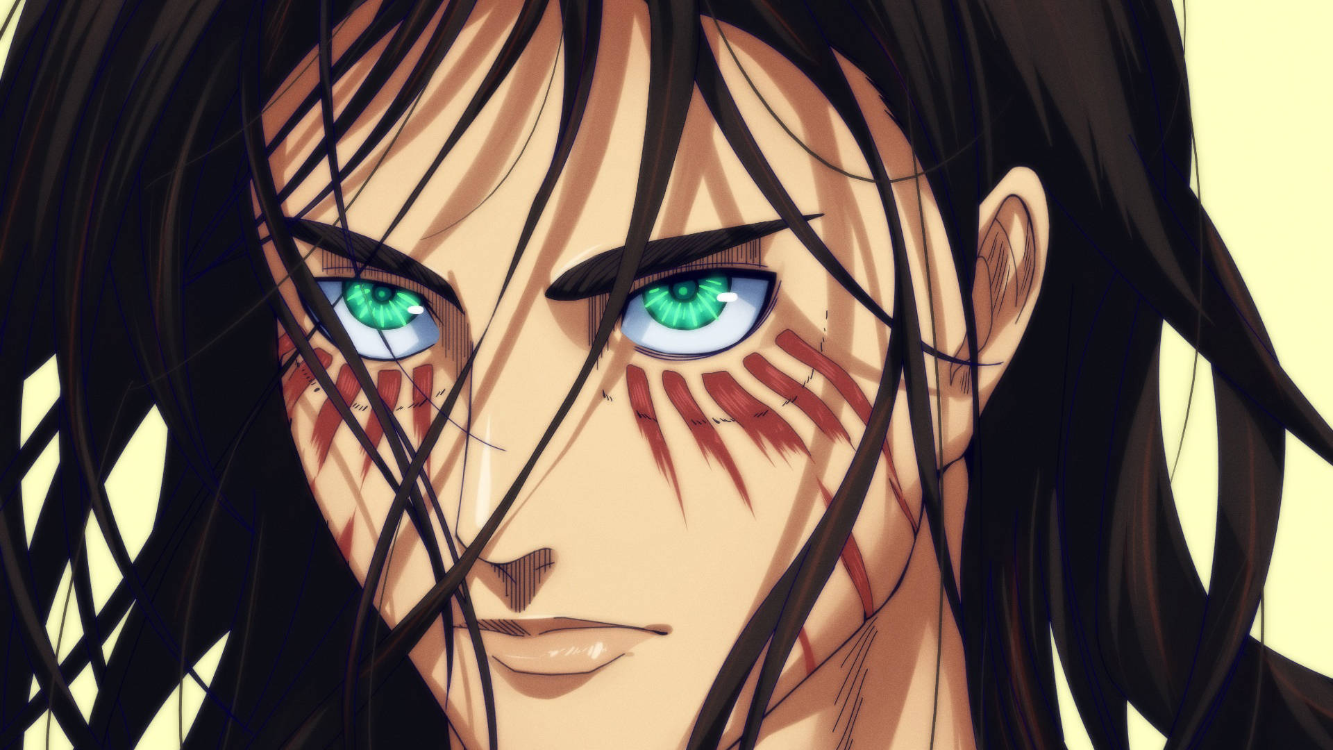 Attack On Titan Titan Eren Glaring At Someone Background