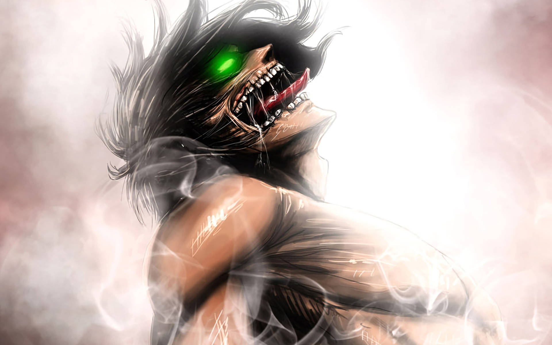 Attack On Titan Titan Eren Sticking Tongue Out Background