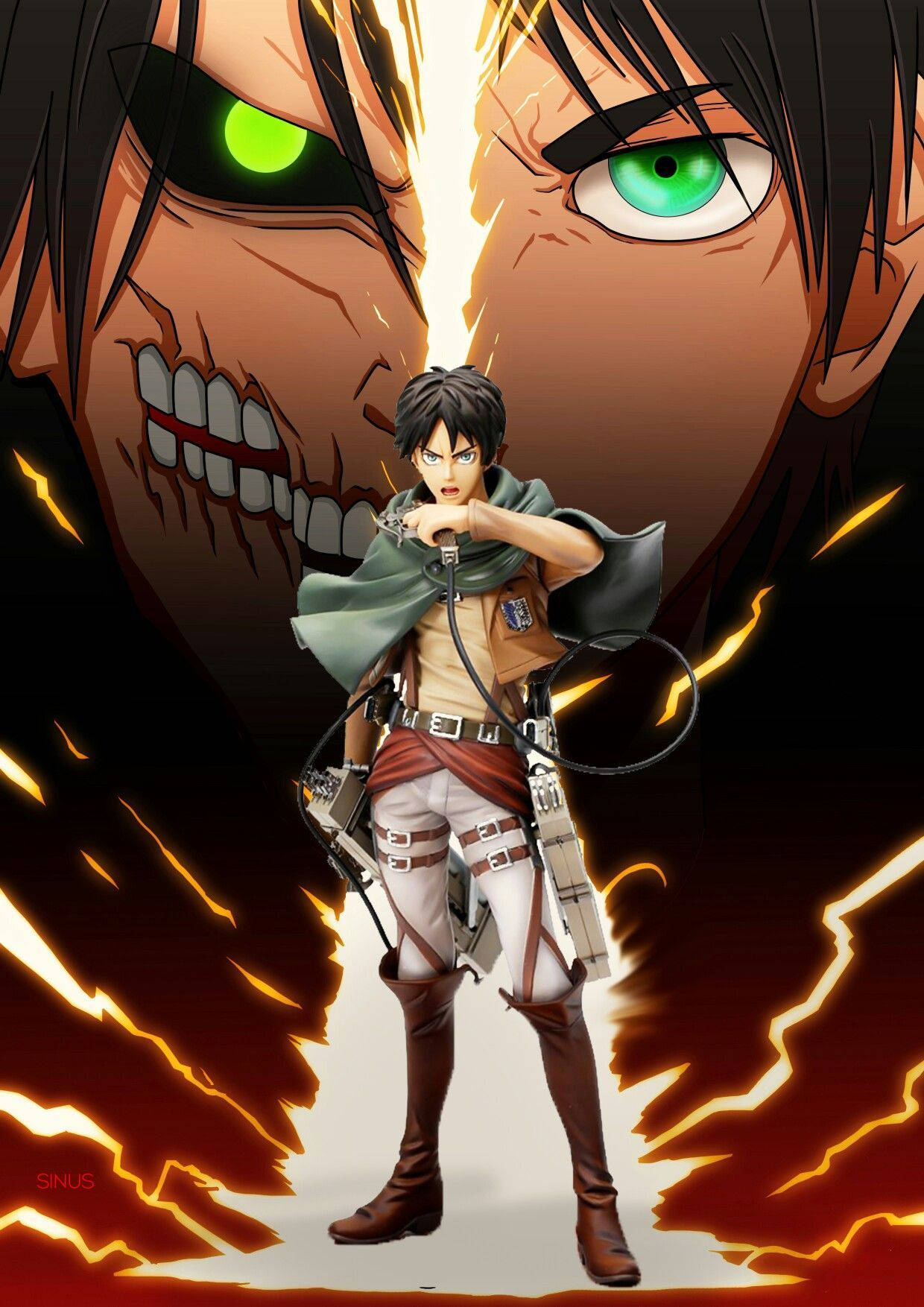 Attack On Titan Titan Eren Unleashing His Rage Background