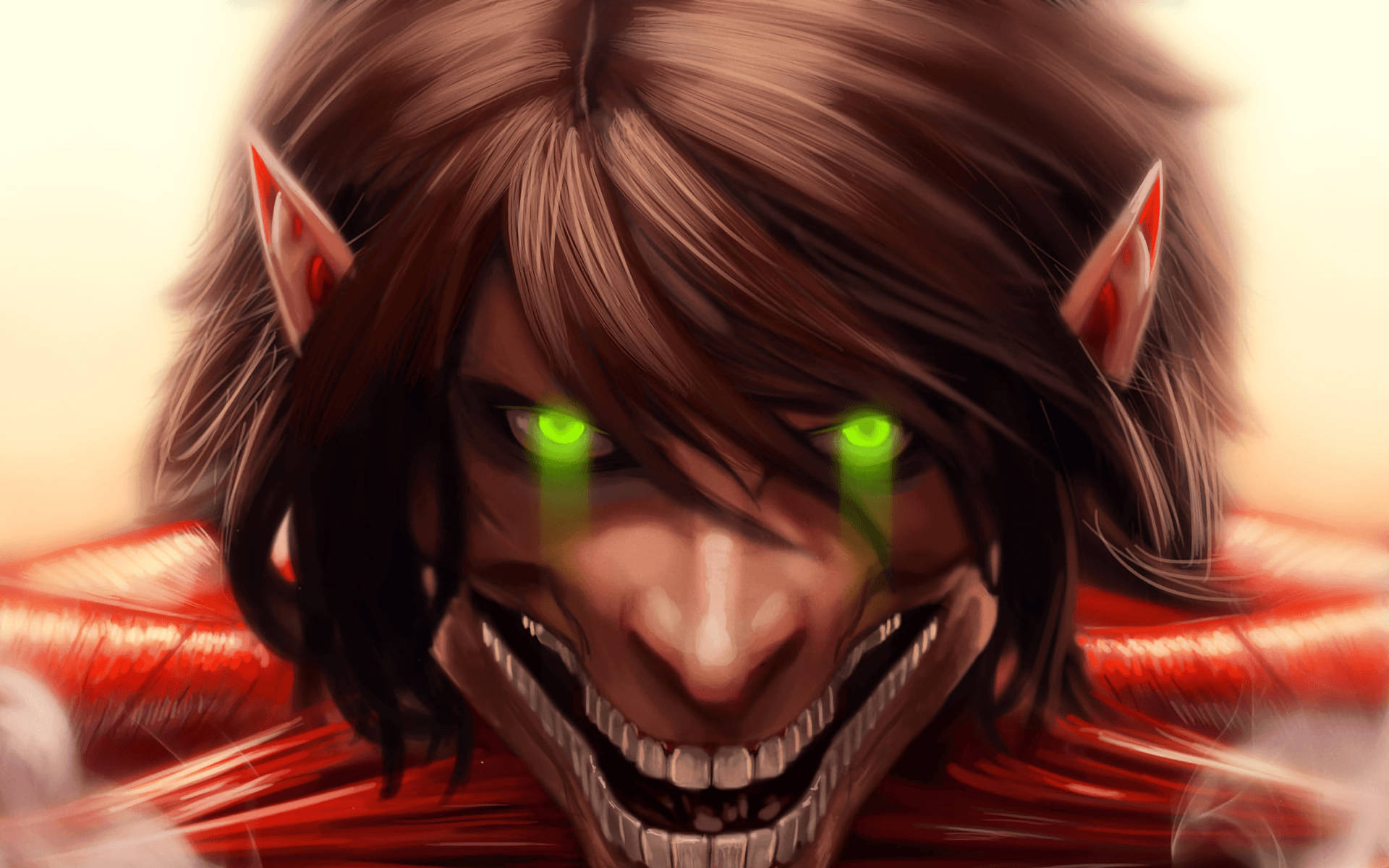 Attack On Titan Titan Eren With A Menacing Smile Background