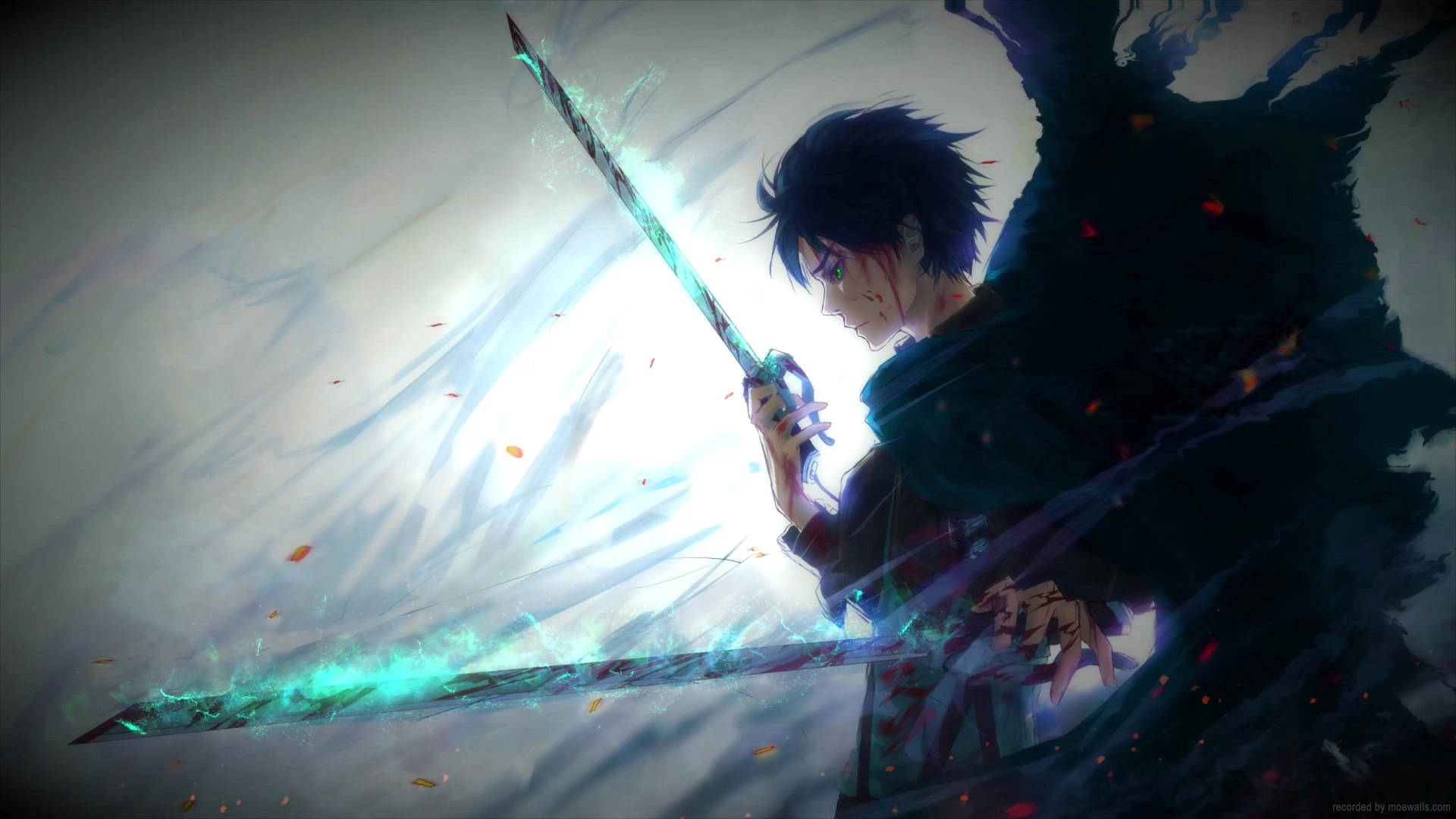 Attack On Titan Titan Eren With Flaming Swords