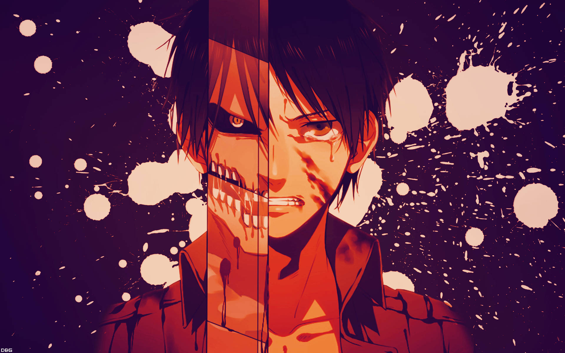 Attack On Titan Titan Eren With White Splatters Background