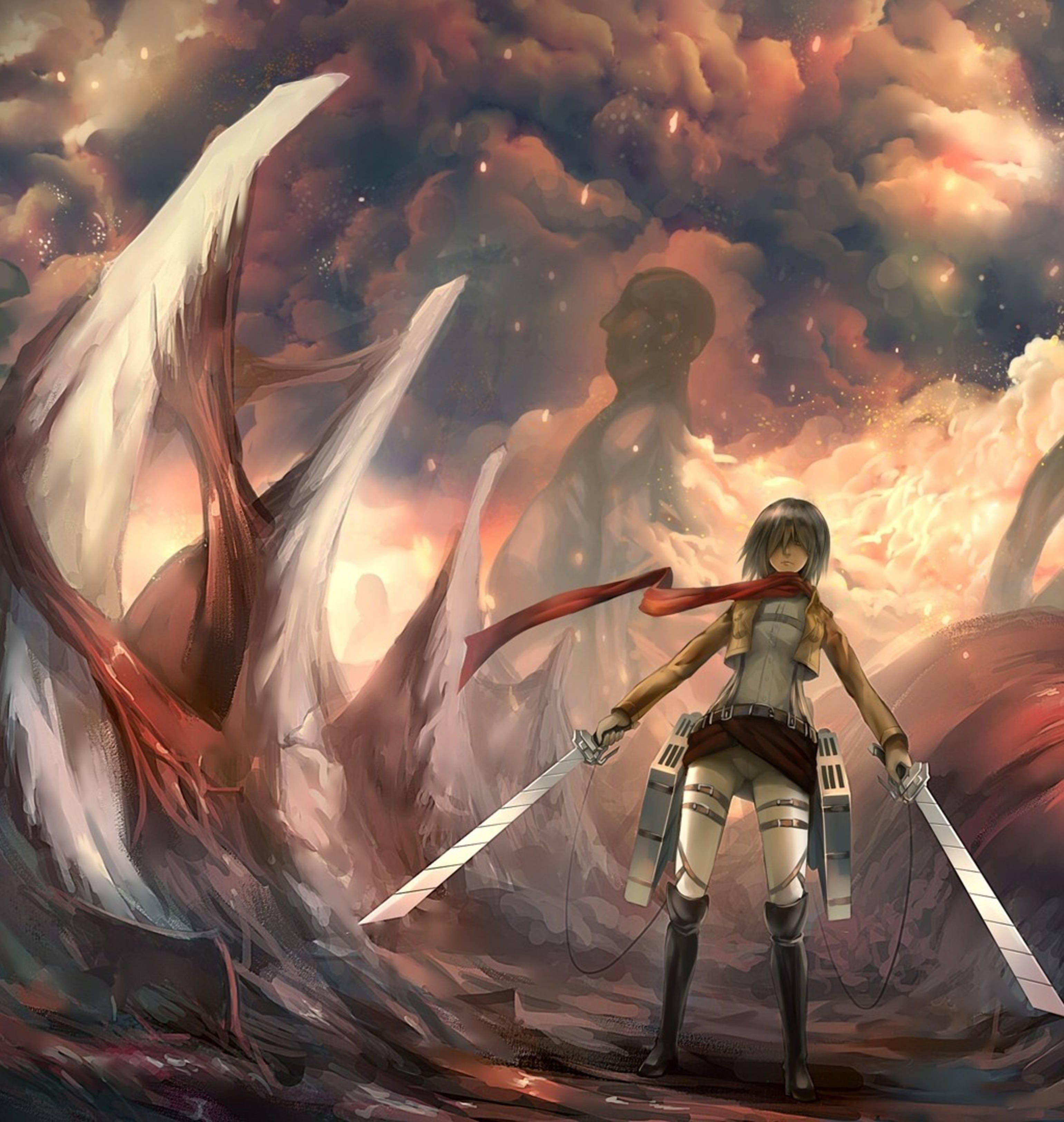 Attack On Titans 4k Mikasa Two Swords Background