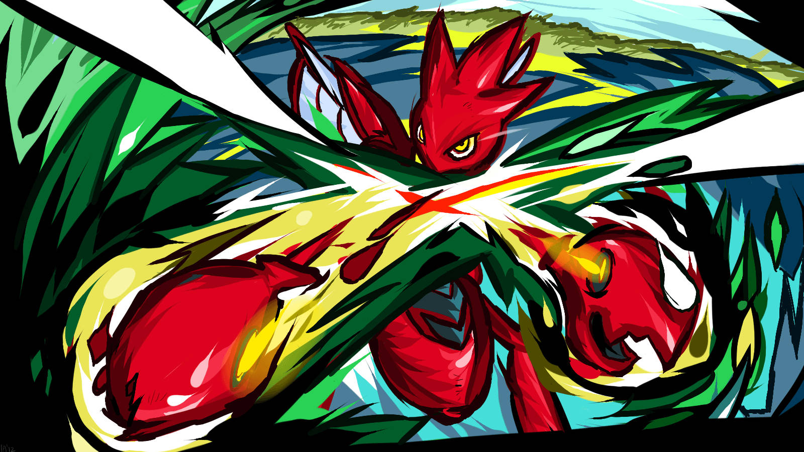 Attacking Scizor Art