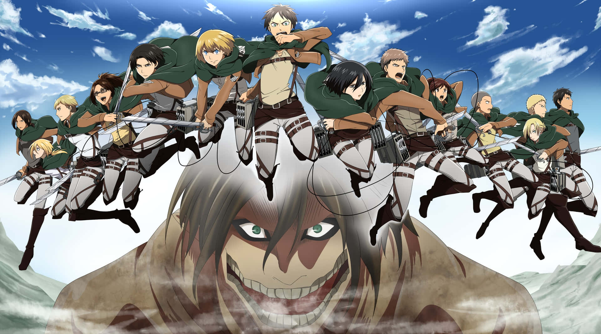 Attackon Titan Characters Readyfor Battle Background