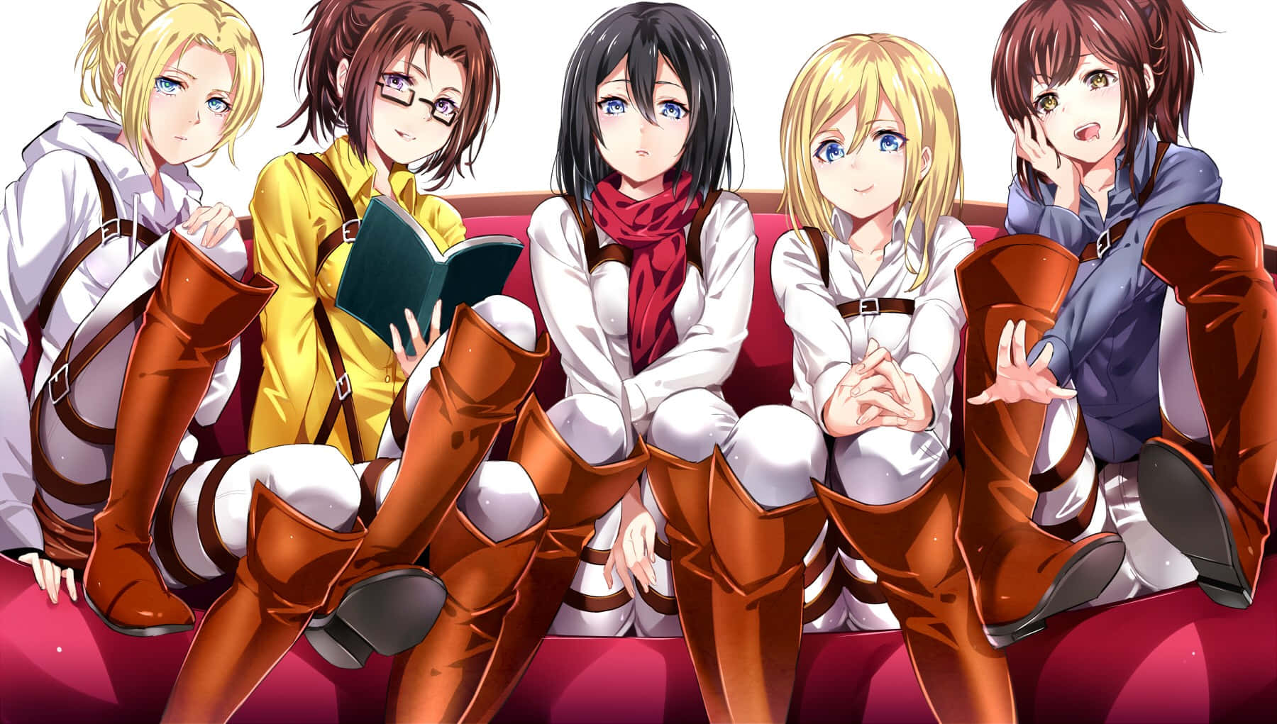 Attackon Titan Female Characters Casual Background