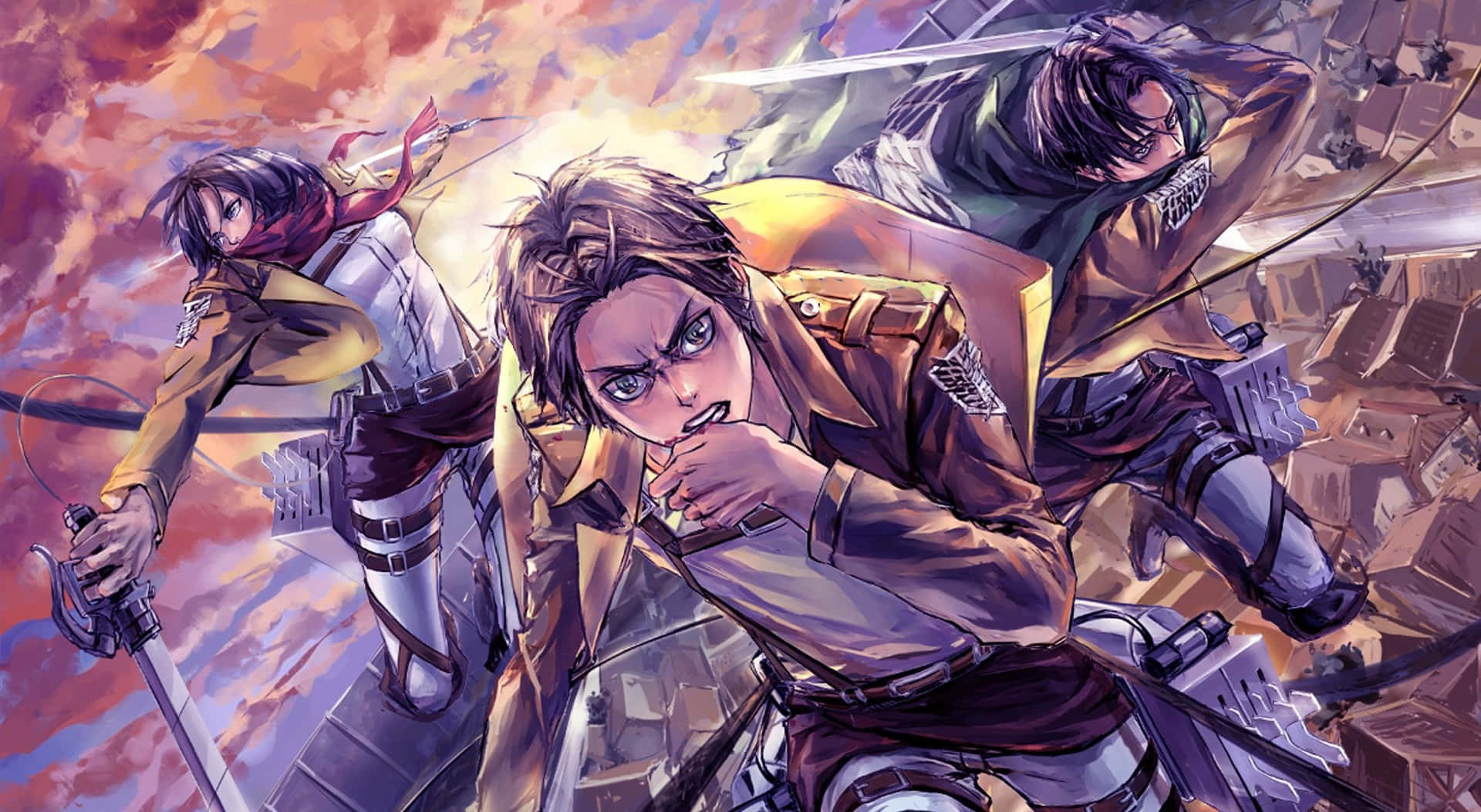 Attackon Titan Scoutsin Action Background