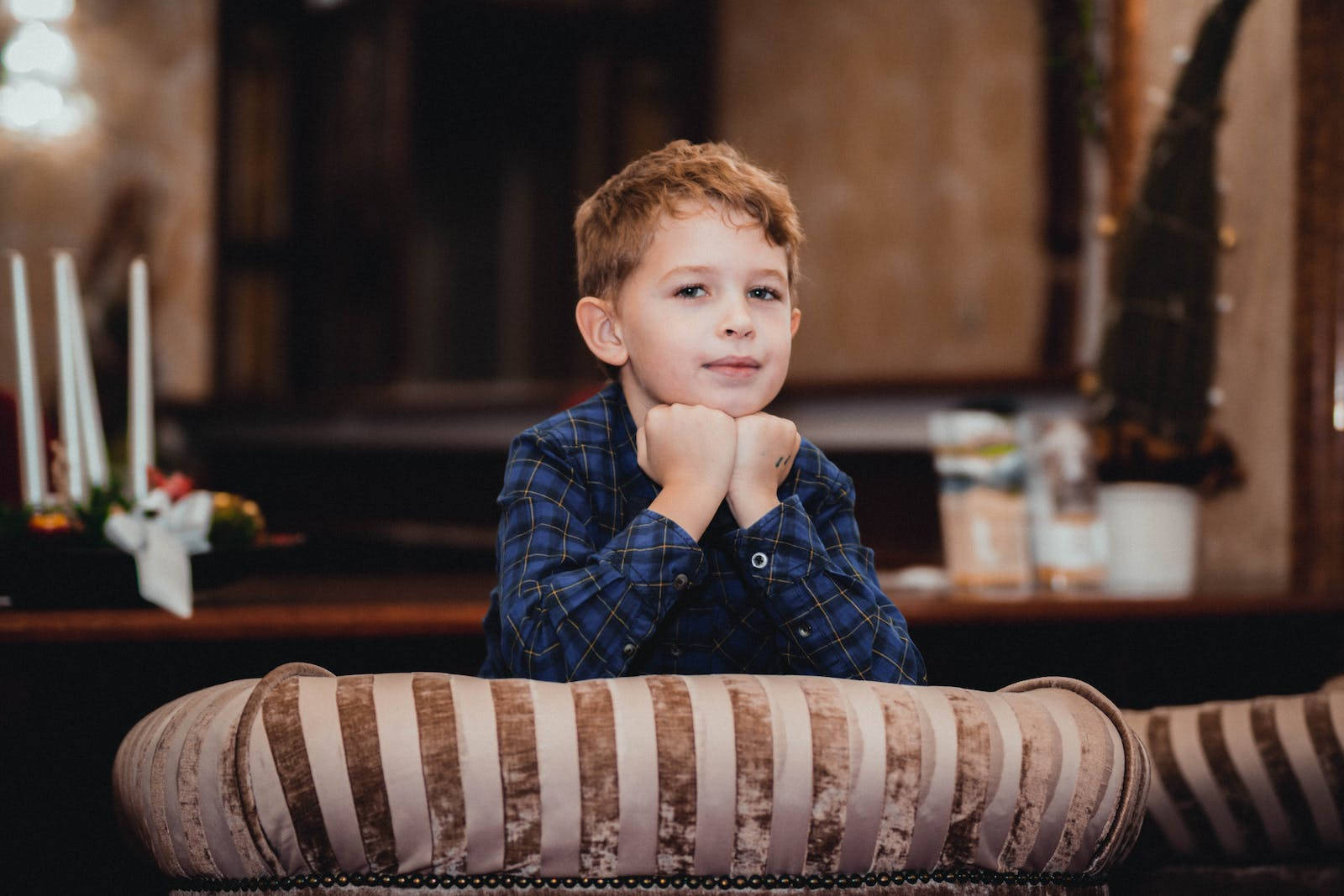 Attitude Boy In Blue Checkered Polo