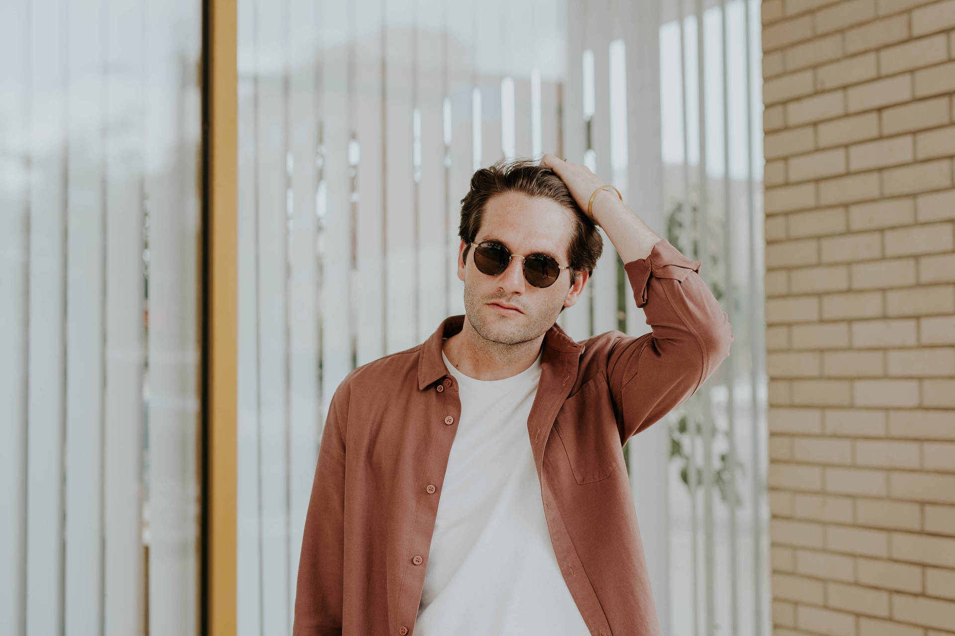 Attitude Boy Wearing Brown Jacket Background