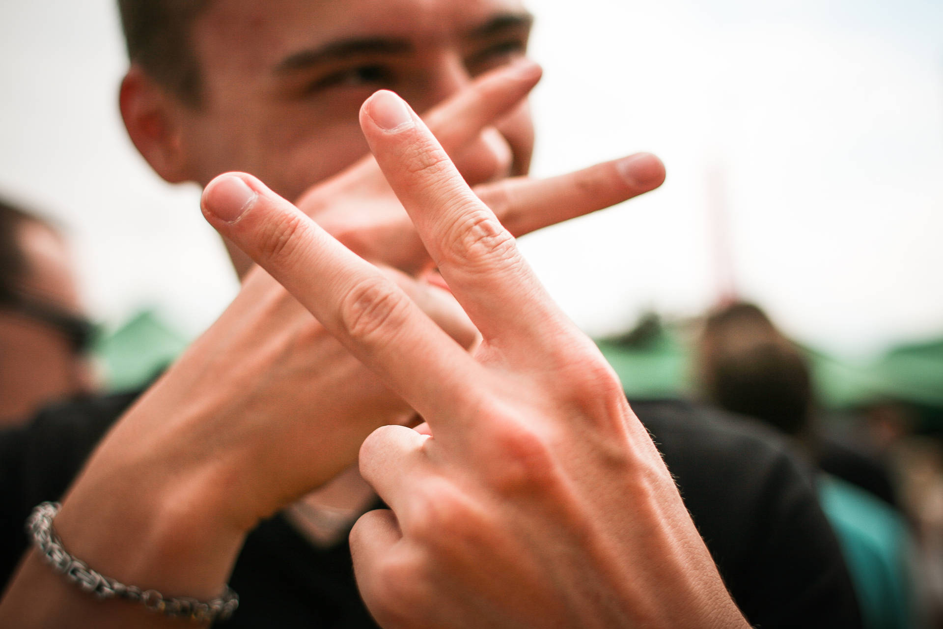 Attitude Boy With Peace Sign Background