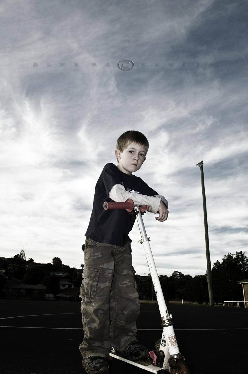 Attitude Boy With Scooter Background