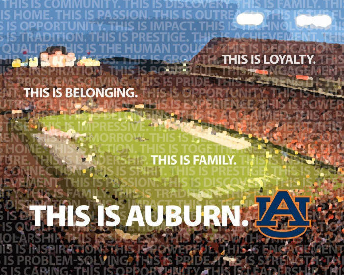 Auburn Football Crowded Stadium With Text Background