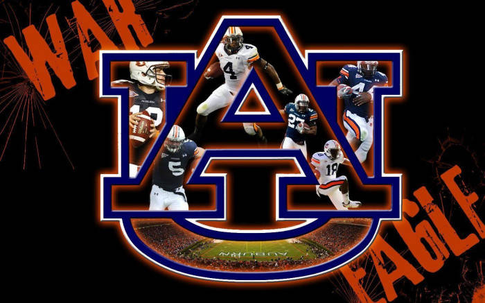 Auburn Football Logo With War And Eagle Background