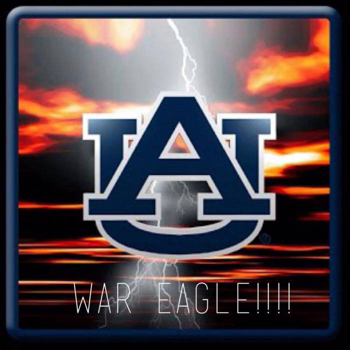 Auburn Football Red Sky With Lightning Background