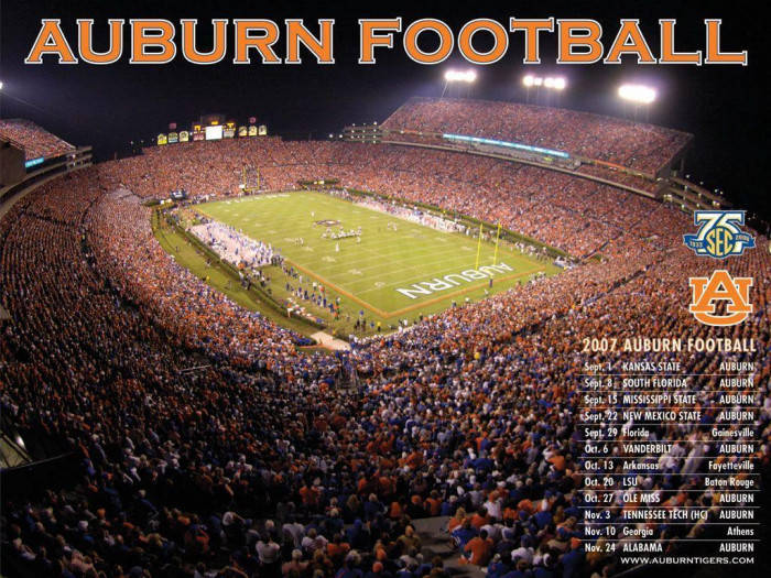 Auburn Football Stadium At Night