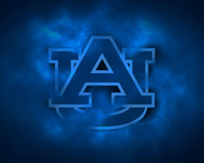 Auburn Football With A Blue Logo Background