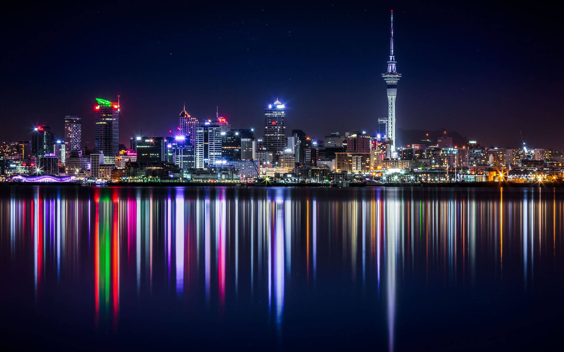 Auckland New Zealand City Lights Background