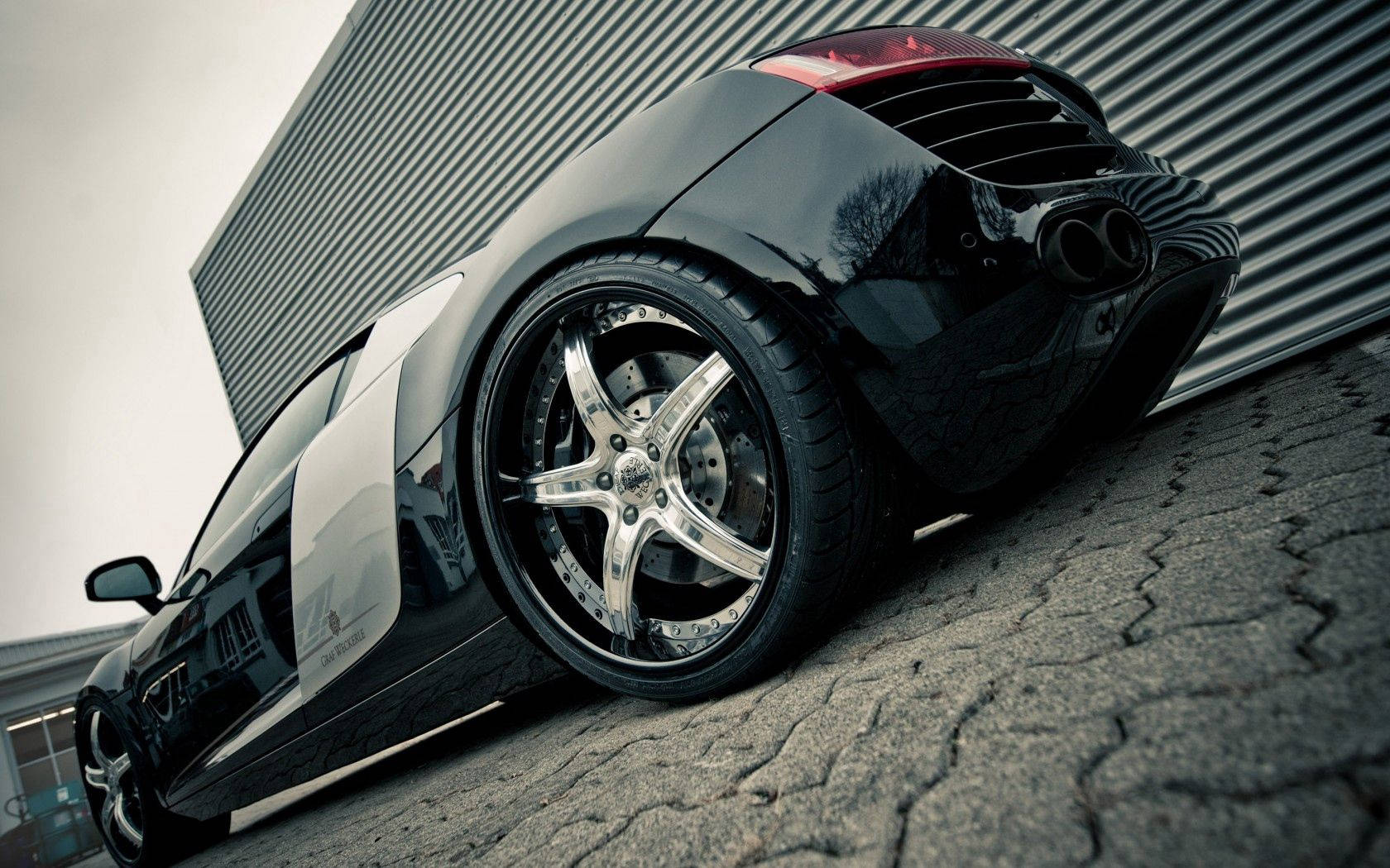 Audi R8 Black Tire Background