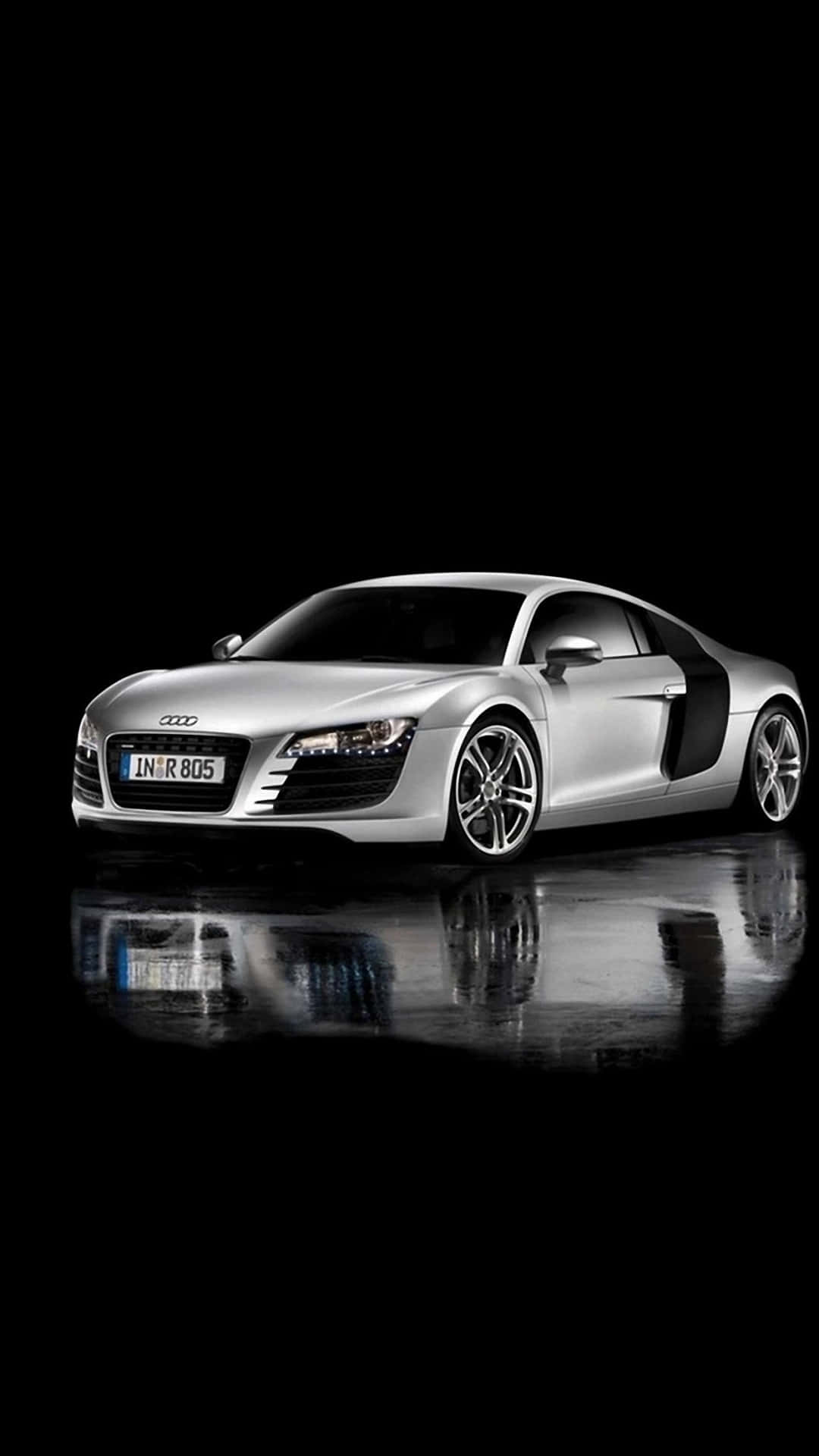 Audi R8 White On Black Background Iphone Background