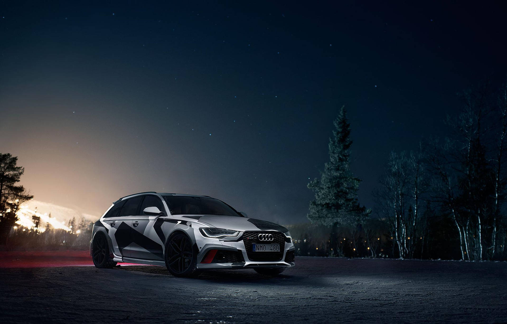 Audi Rs 6 Alone At Night Background