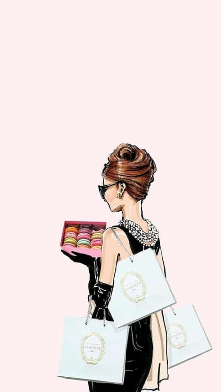 Audrey Hepburn And George Peppard In “breakfast At Tiffany’s” Background