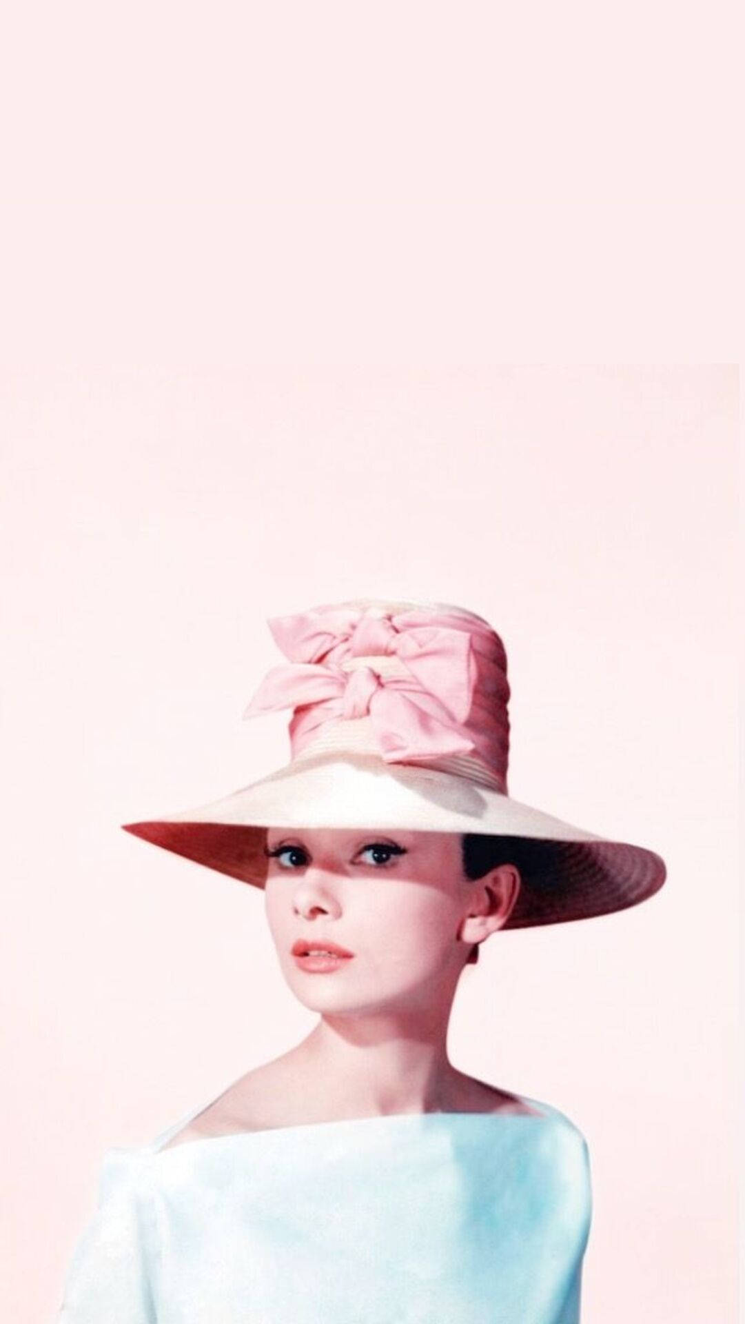 Audrey Hepburn In Pink Hat Background