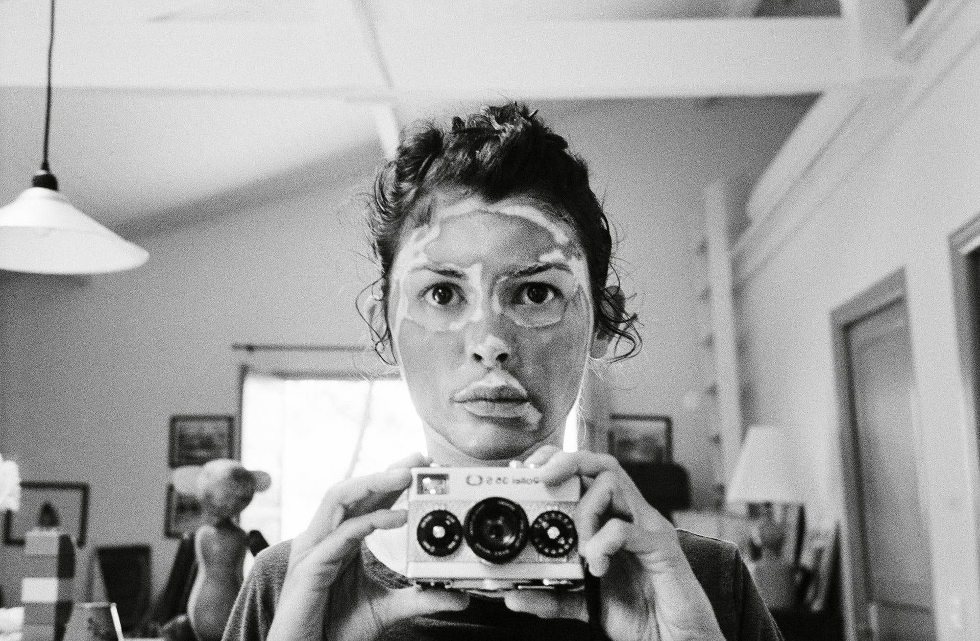 Audrey Tatou Black And White Camera