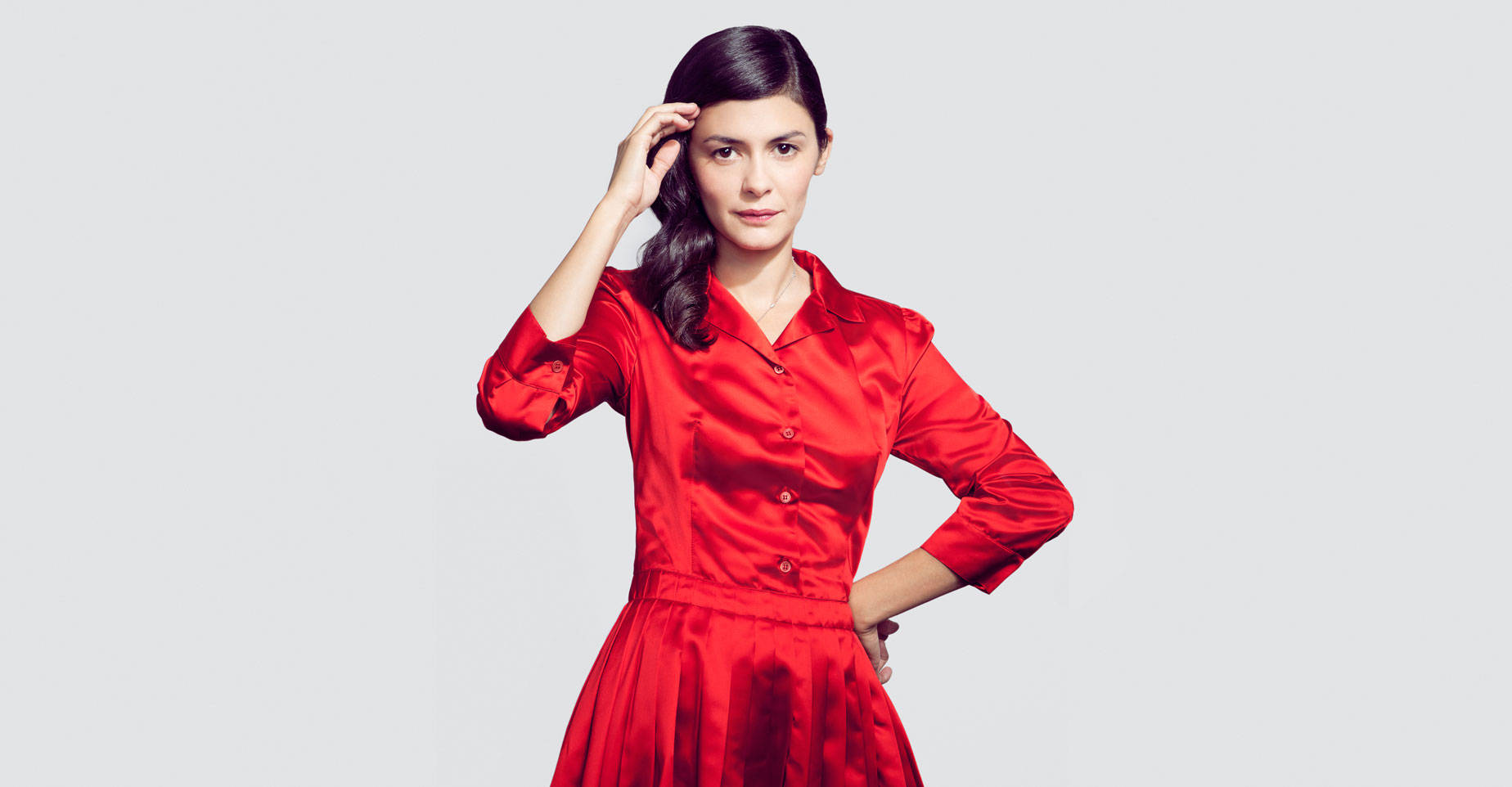 Audrey Tautou Red And White Background