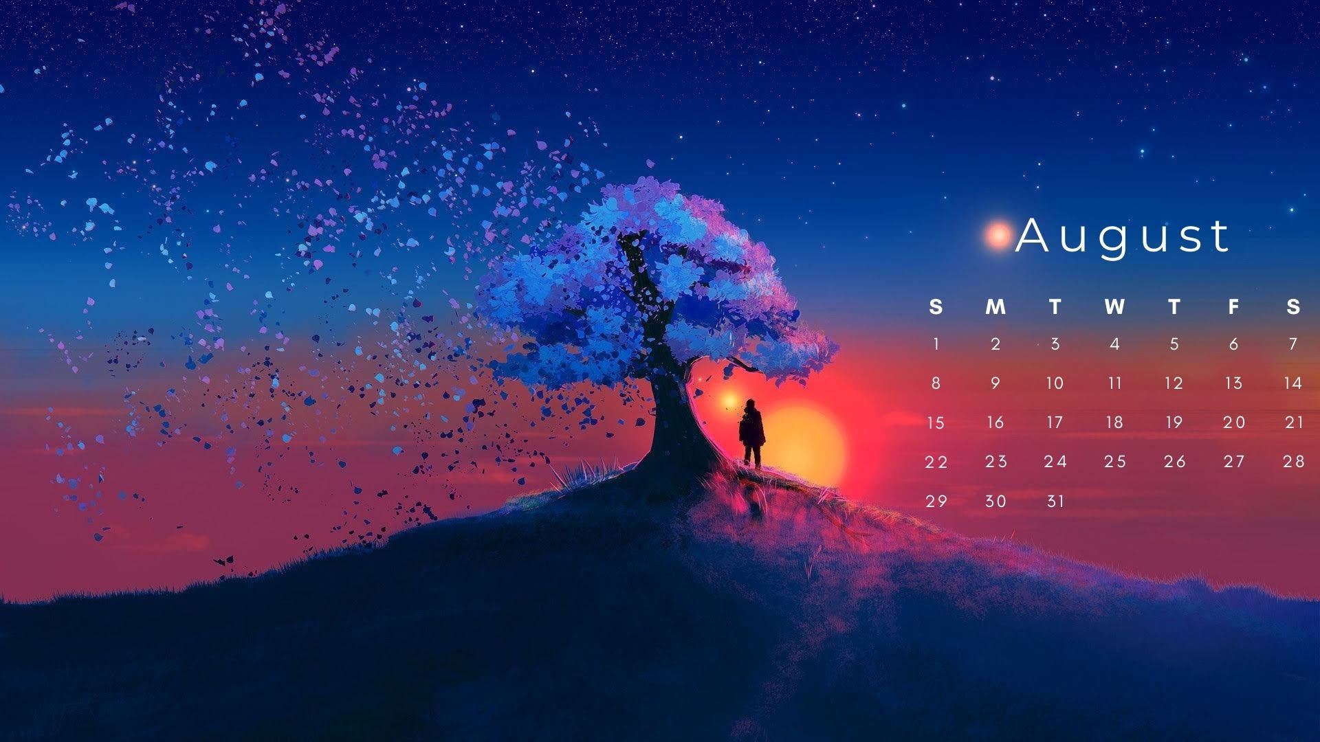 August 2021 - Aesthetic Tree Calendar Background