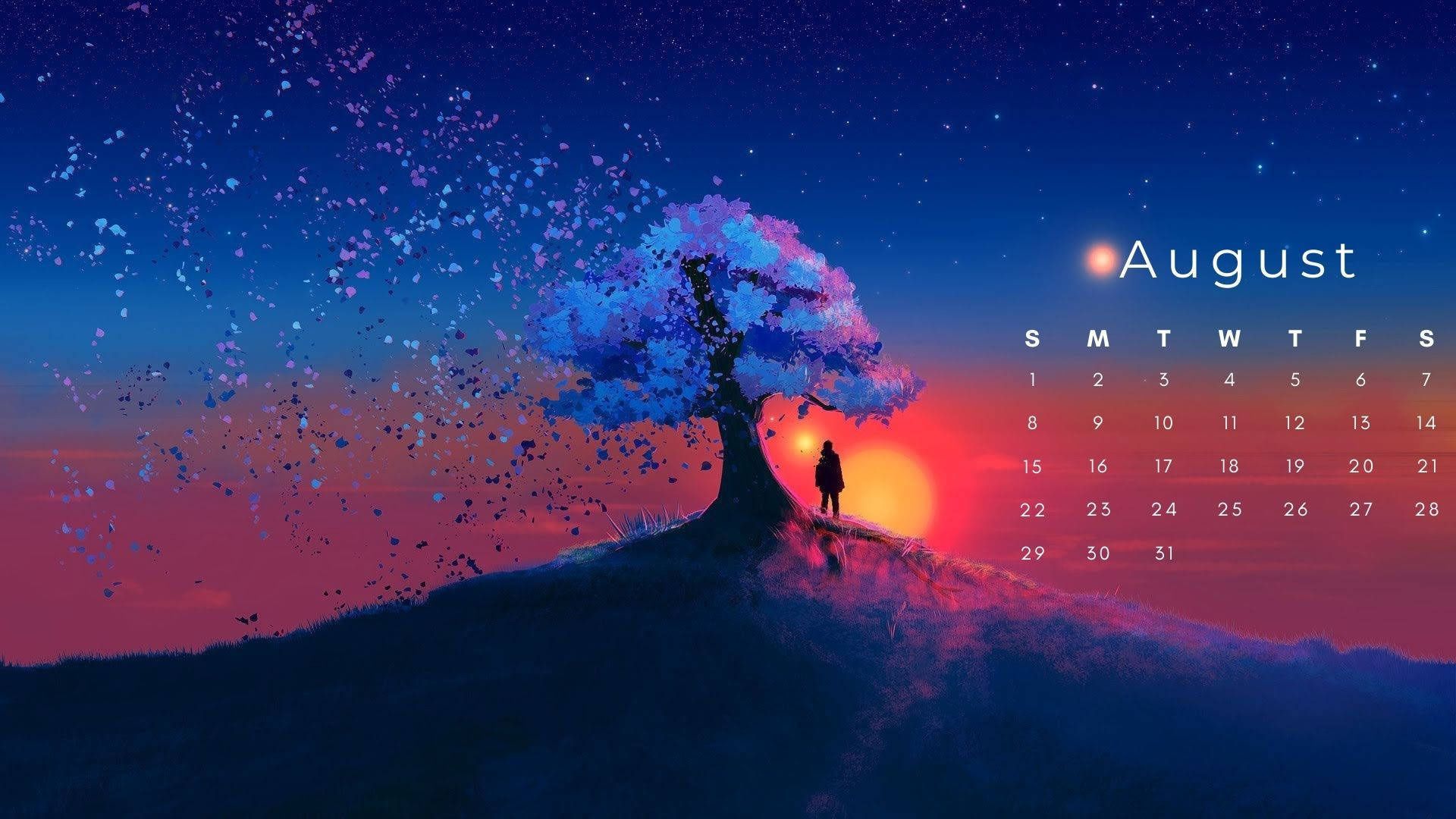 August 2021 Calendar 1920 X 1080 Background