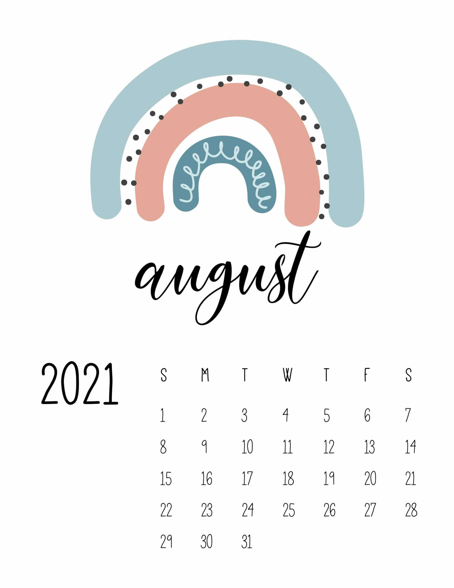 August 2021 Calendar Minimalist