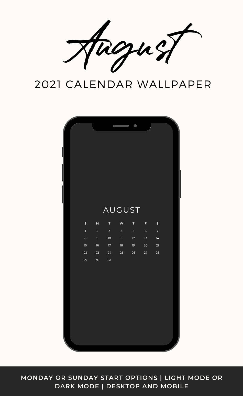 August 2021 Calendar Wallpaper Background