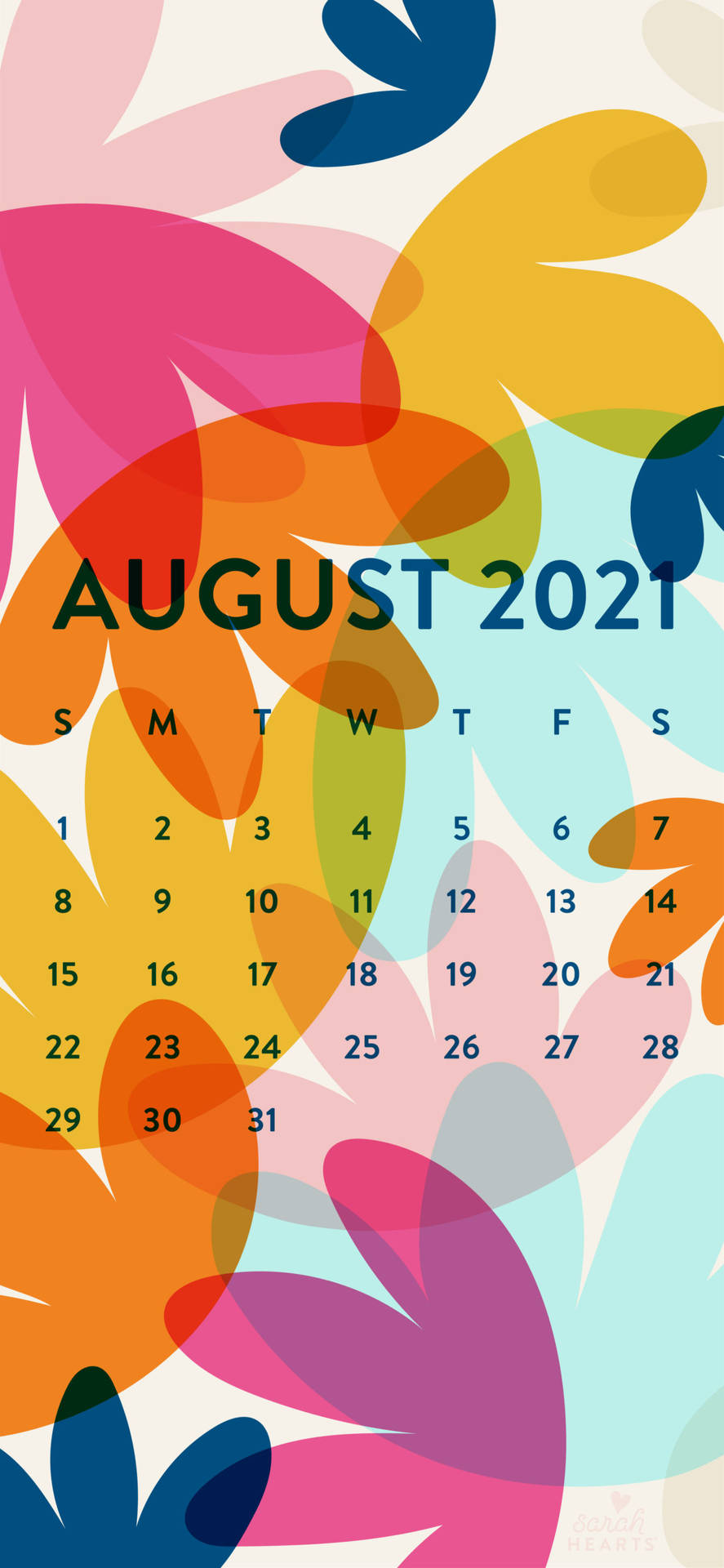 August 2021 Calendar With Colorful Leaves