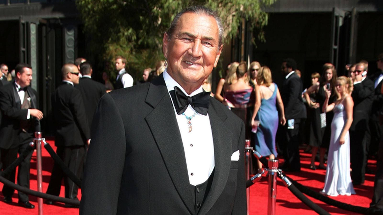 August Schellenberg In Suit At Red Carpet Background