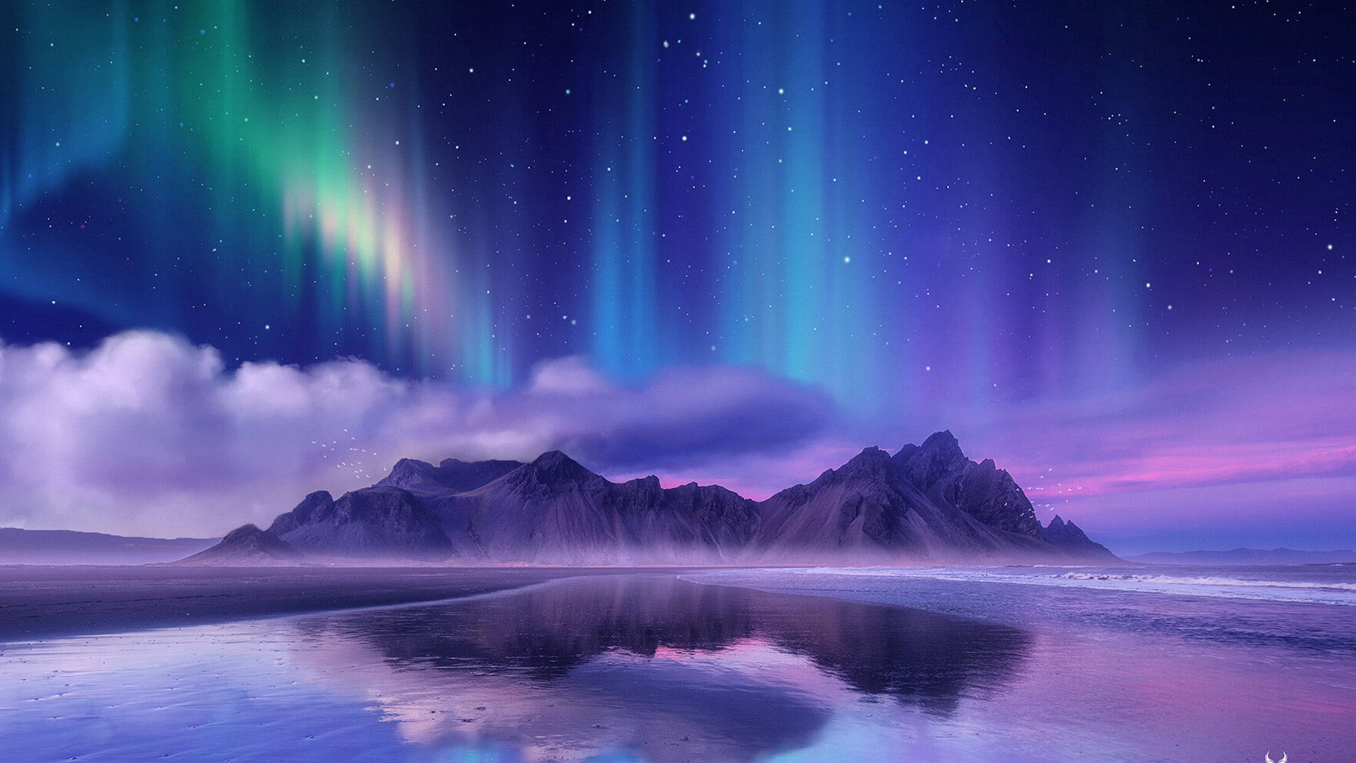 Aurora Borealis At Sea Background