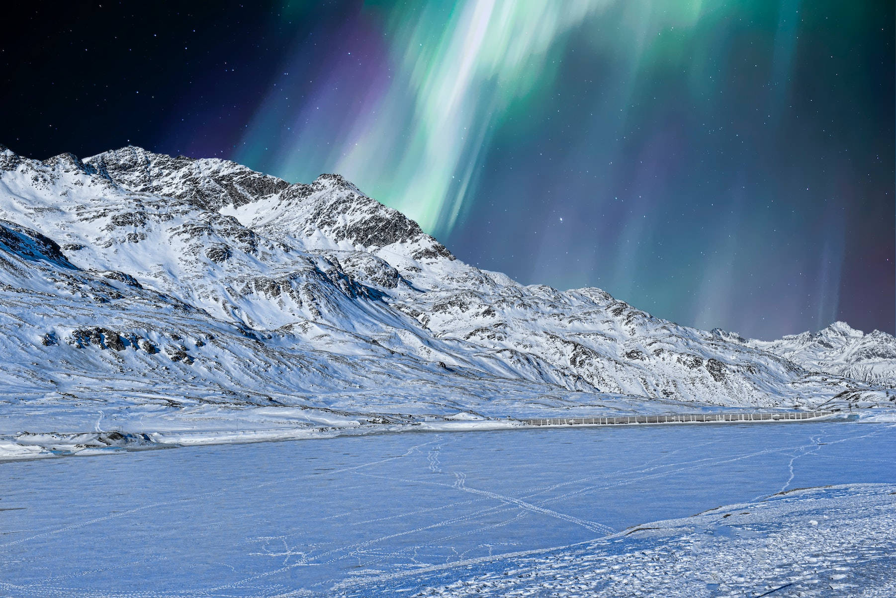 Aurora Borealis In Cool Winter Background
