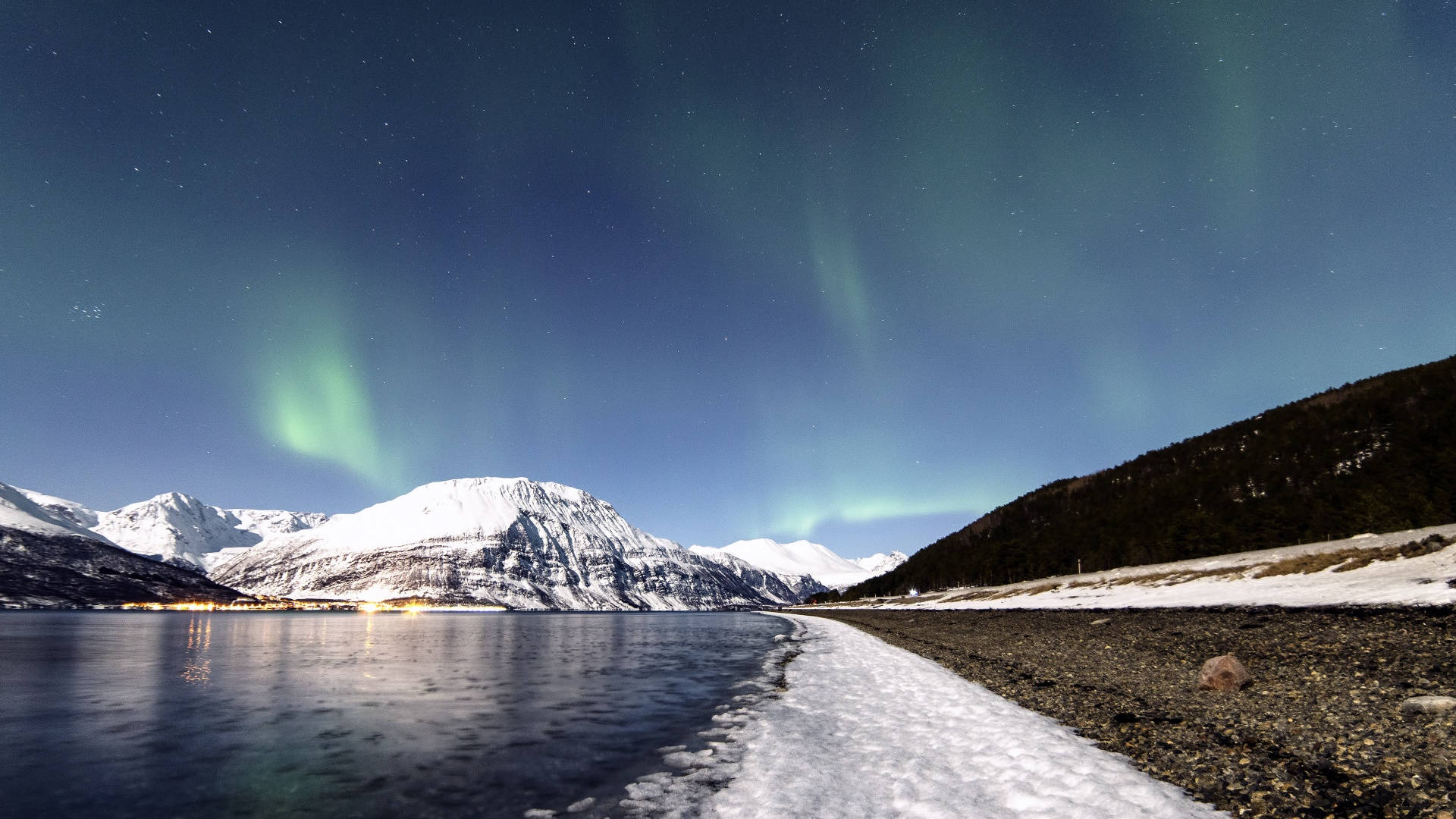 Aurora Borealis In Winter Aesthetic Background